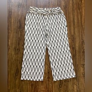 Robert Louis Black and White Zigzag Wide-Leg Pants